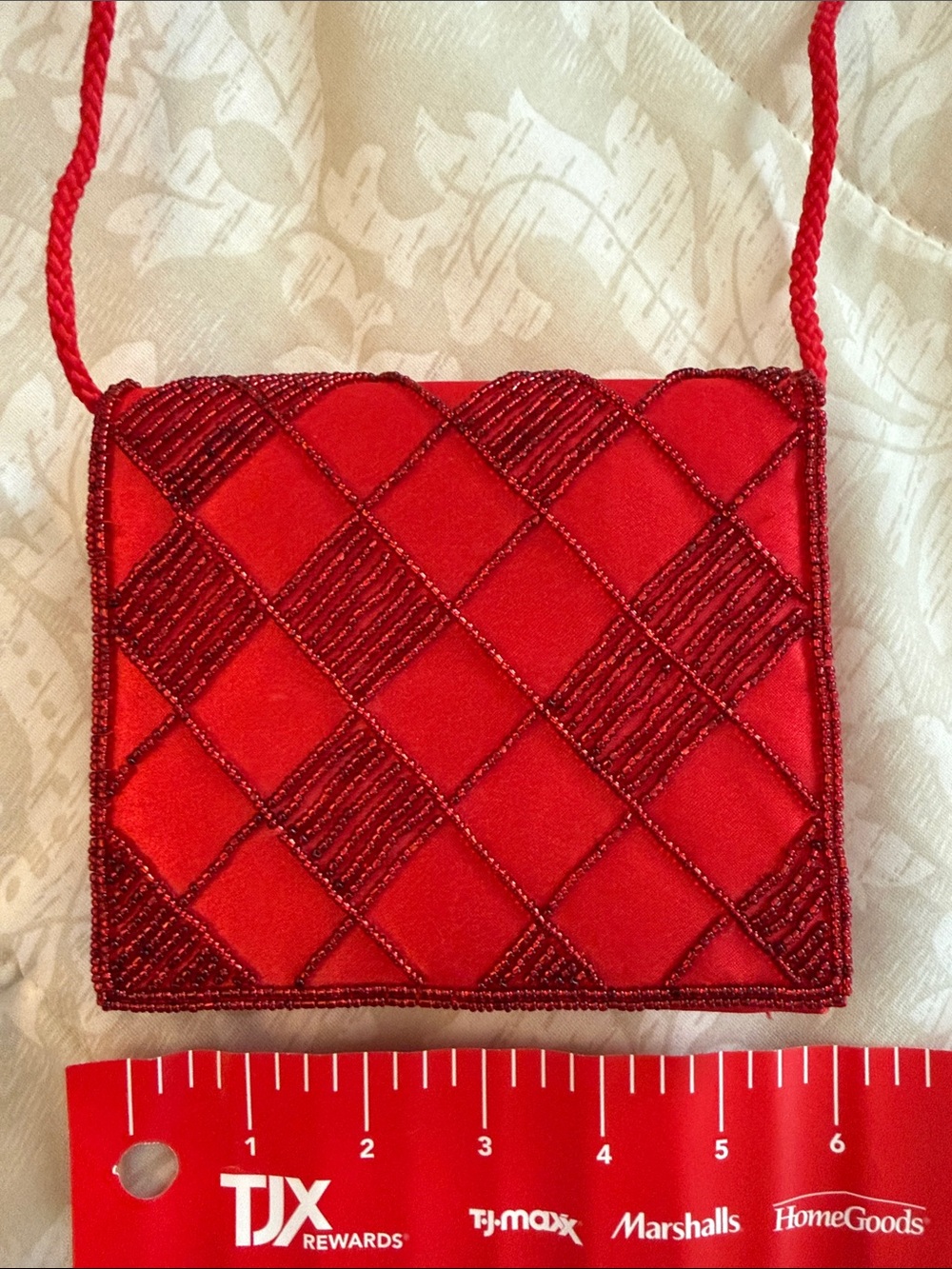 Bijoux Terner Red Beaded Quilted Wristlet